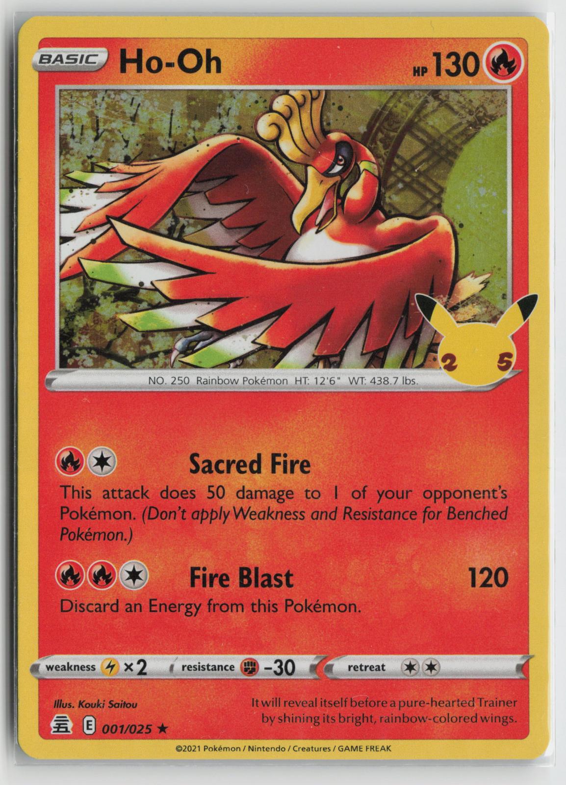 Ho-Oh 001/025 Rare Celebrations Pokemon Holo NM