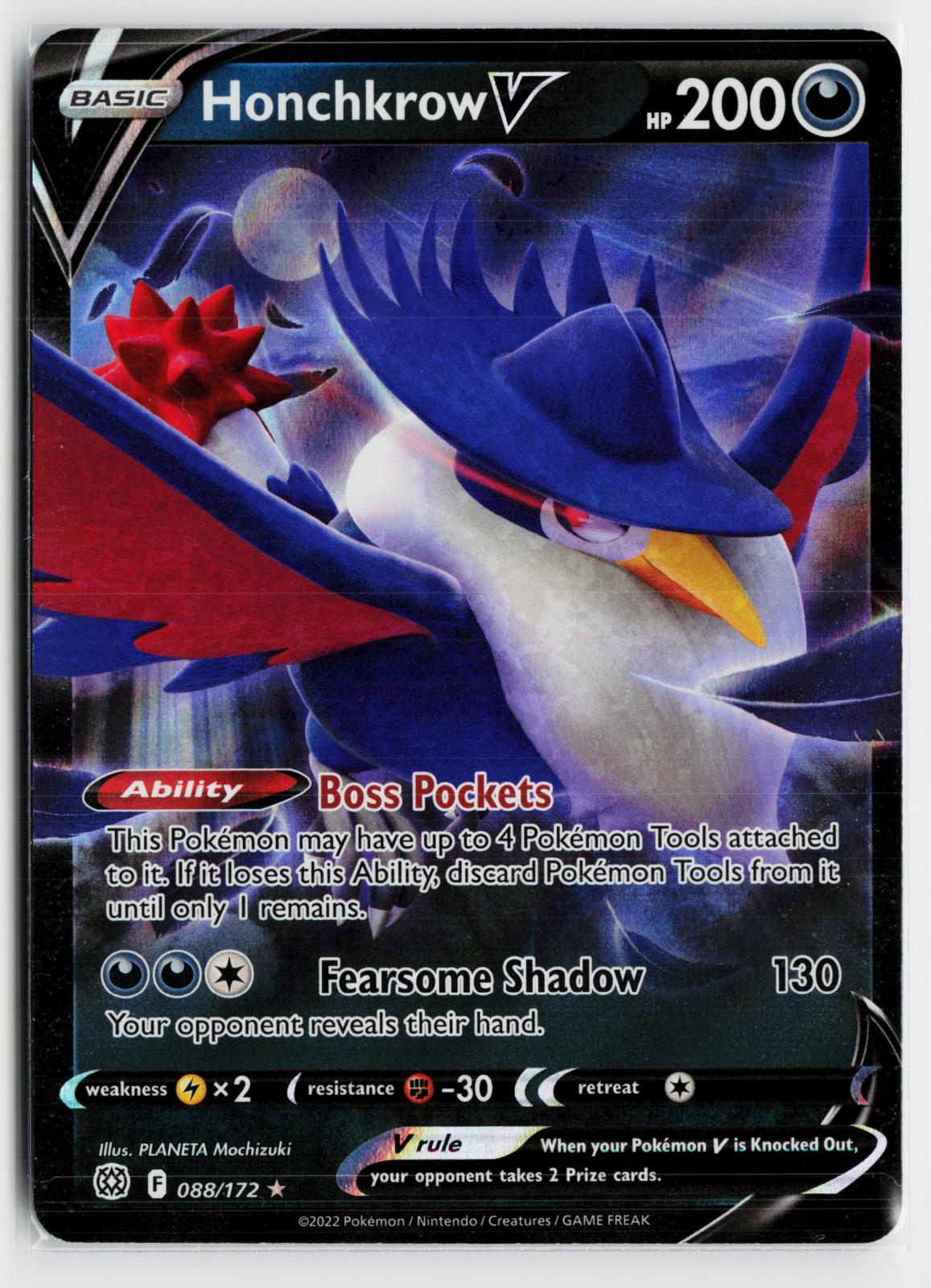 Honchkrow V 088/172 Brilliant Stars NM Holo V Rare Pokemon