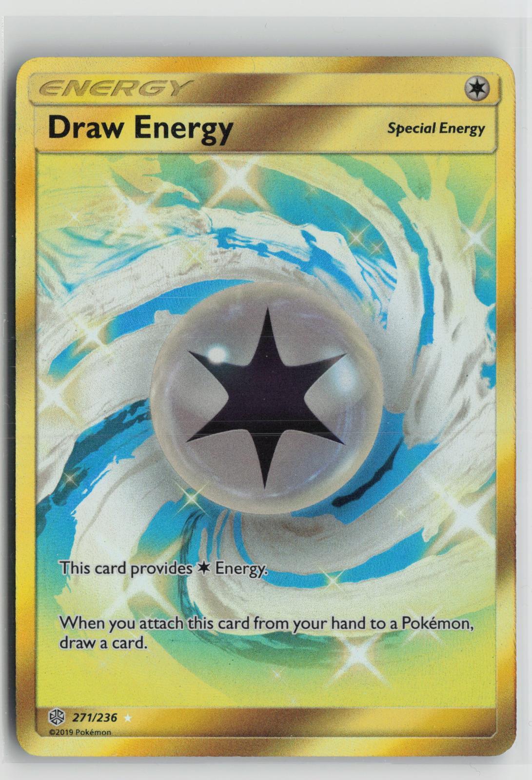 Draw Energy 271/236 Secret Rare Cosmic Eclipse Pokemon Holo NM