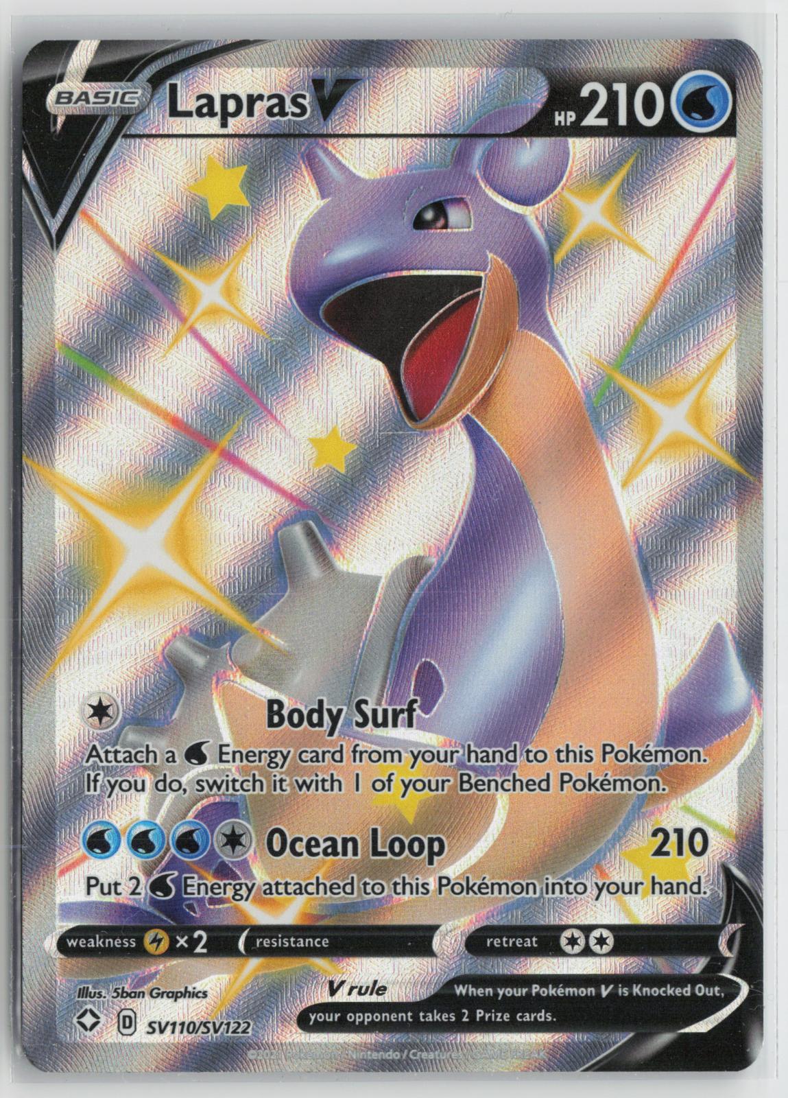 Lapras V SV110/SV122 Holo V Rare Shining Fates Shiny Vault Pokemon NM