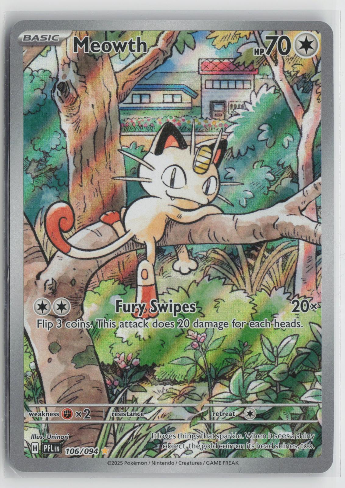 Meowth 106/094 Phantasmal Flames NM Illustration Rare Holo Pokemon