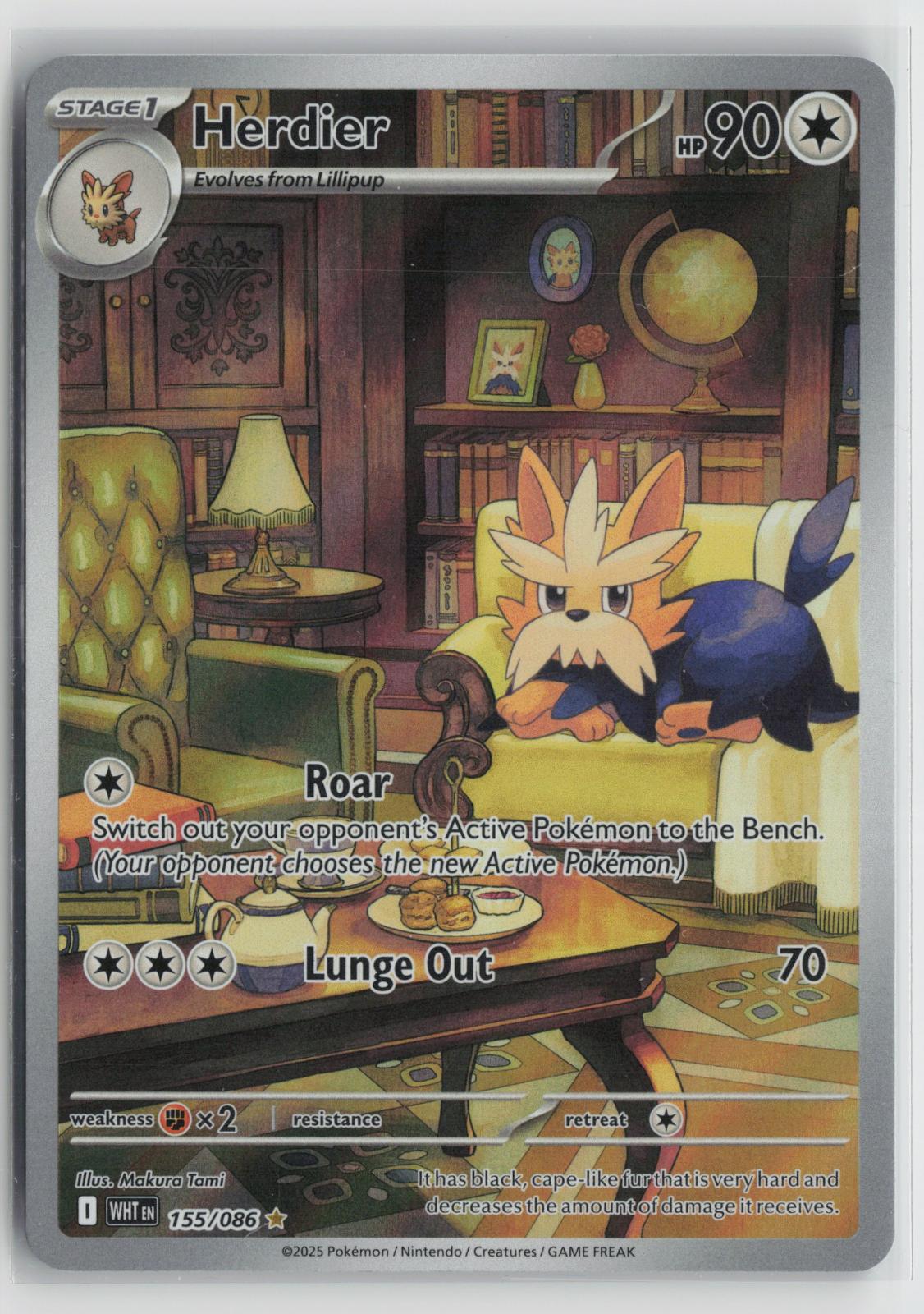 Herdier 155/086 White Flare NM Illustration Rare Holo Pokemon