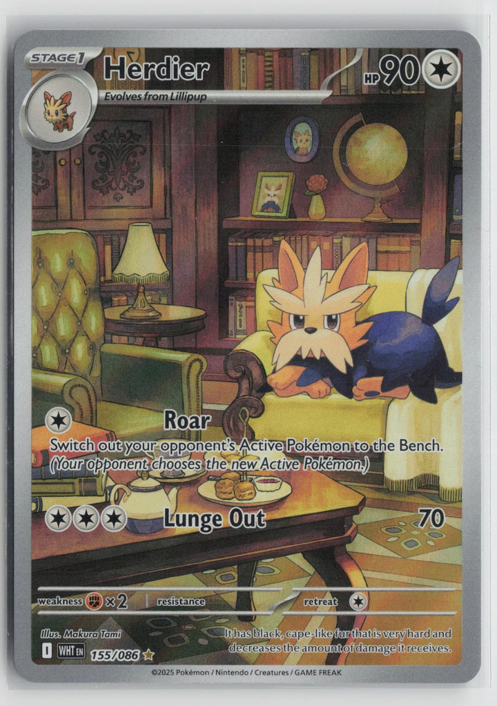 Herdier 155/086 White Flare NM Illustration Rare Holo Pokemon0