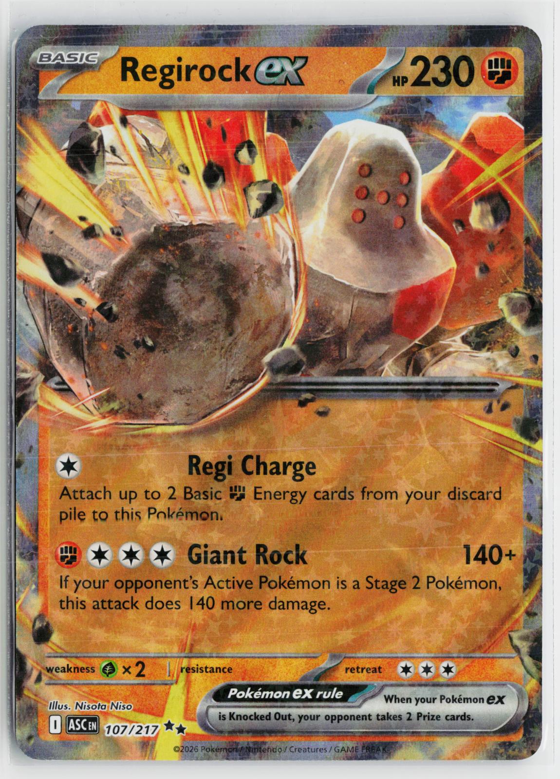 Regirock ex 107/217 Ascended Heroes NM RR Holo Pokemon