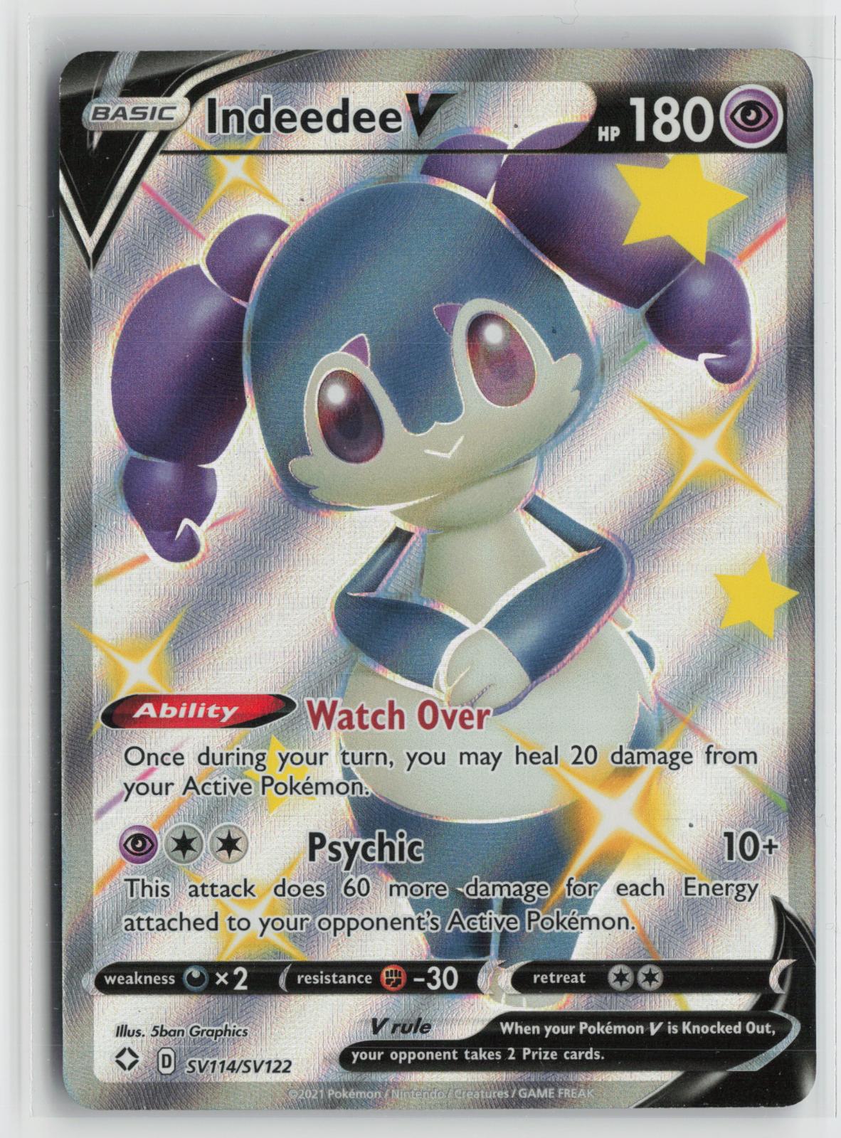 Indeedee V SV114/SV122 Holo V Rare Shining Fates Shiny Vault Pokemon NM