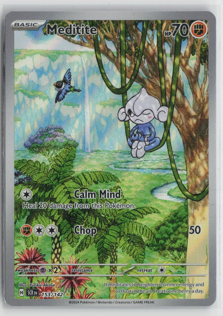Meditite 153/142 Illustration Rare Stellar Crown Pokemon Holo NM0