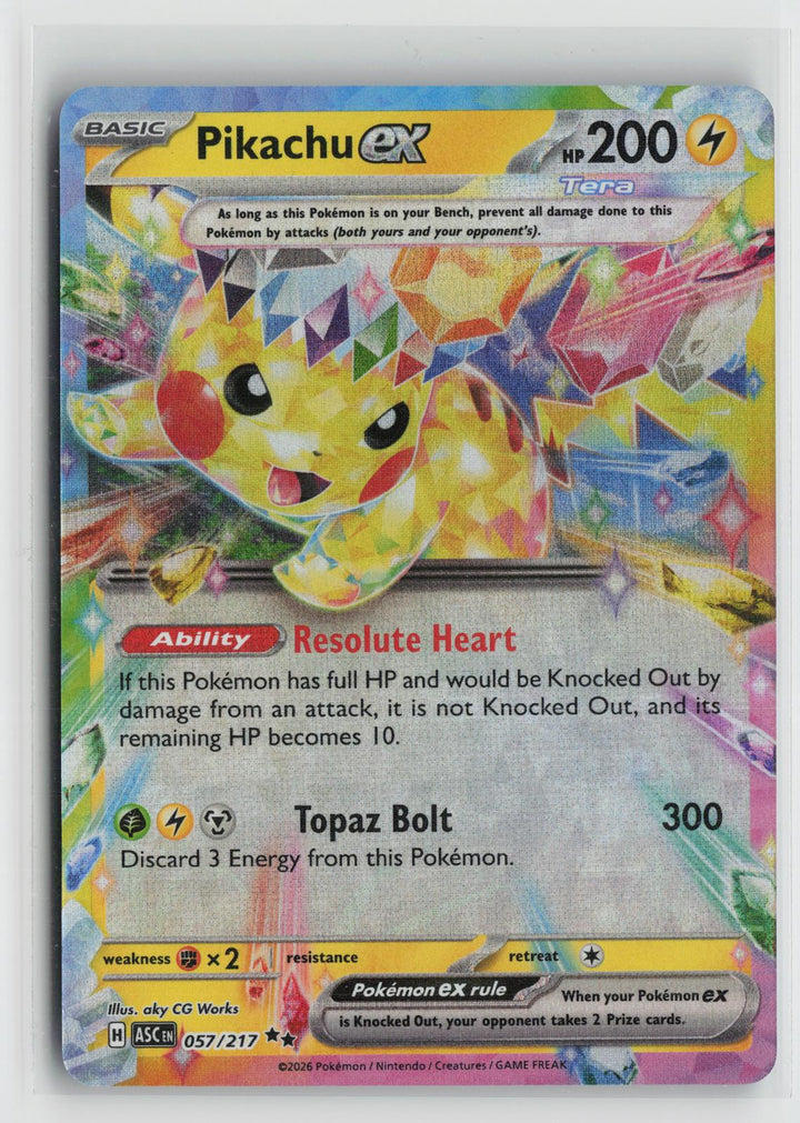 Pikachu ex 057/217 Ascended Heroes NM Double Rare Holo Pokemon0