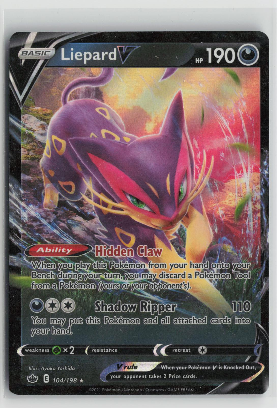 Liepard V 104/198 Holo V Rare Chilling Reign Pokemon NM