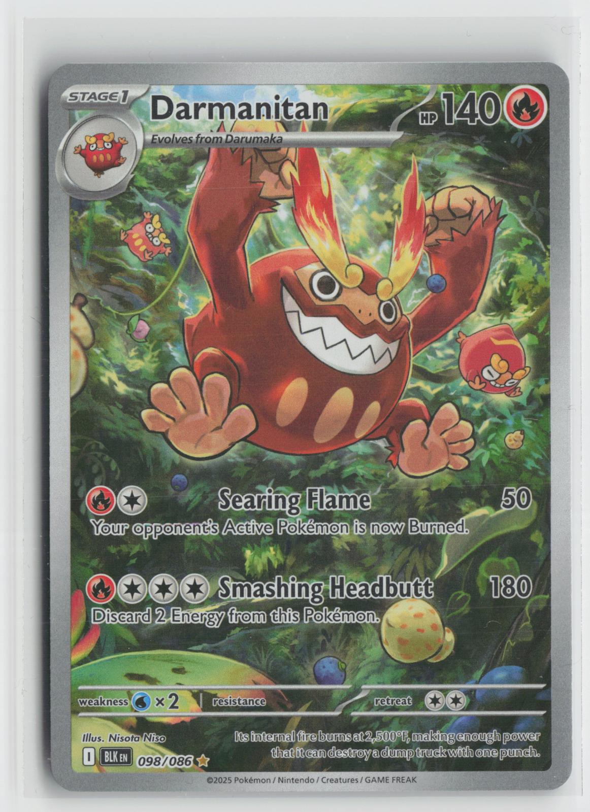 Darmanitan 098/086 Holo Illustration Rare Black Bolt Pokemon NM