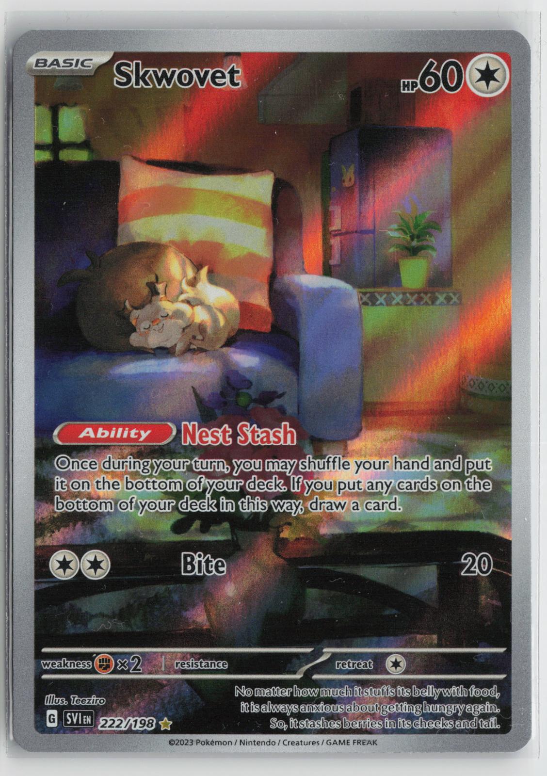 Skwovet 222/198 Illustration Rare Scarlet & Violet Pokemon Holo NM