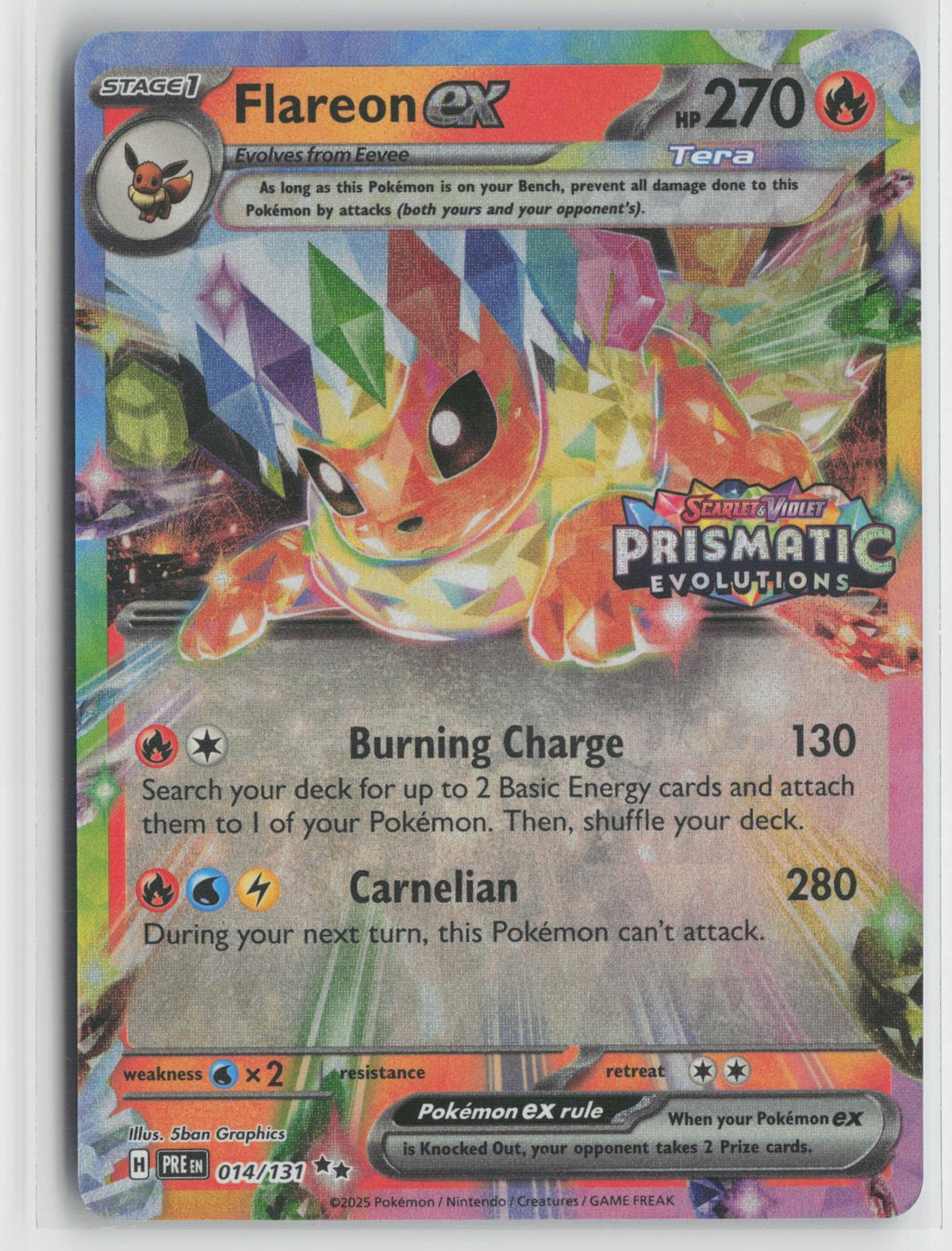 Flareon ex 014/131 Holo Double Rare Prismatic Evolutions Pokemon NM