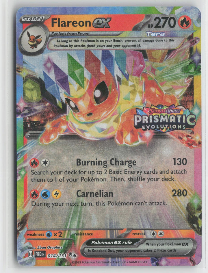 Flareon ex 014/131 Holo Double Rare Prismatic Evolutions Pokemon NM0