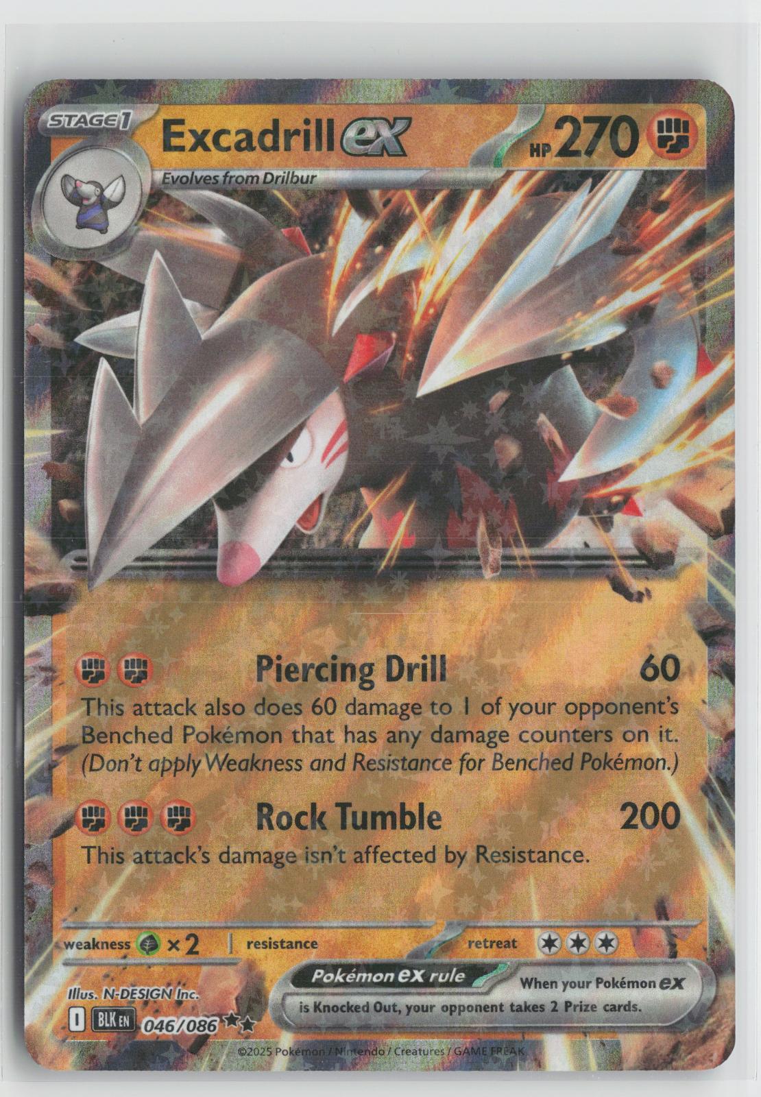 Excadrill ex 046/086 Holo Double Rare Black Bolt Pokemon NM