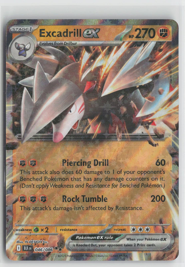 Excadrill ex 046/086 Holo Double Rare Black Bolt Pokemon NM0