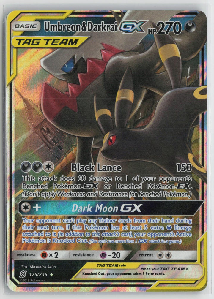 Umbreon & Darkrai GX 125/236 Holo GX Rare Unified Minds Pokemon NM0