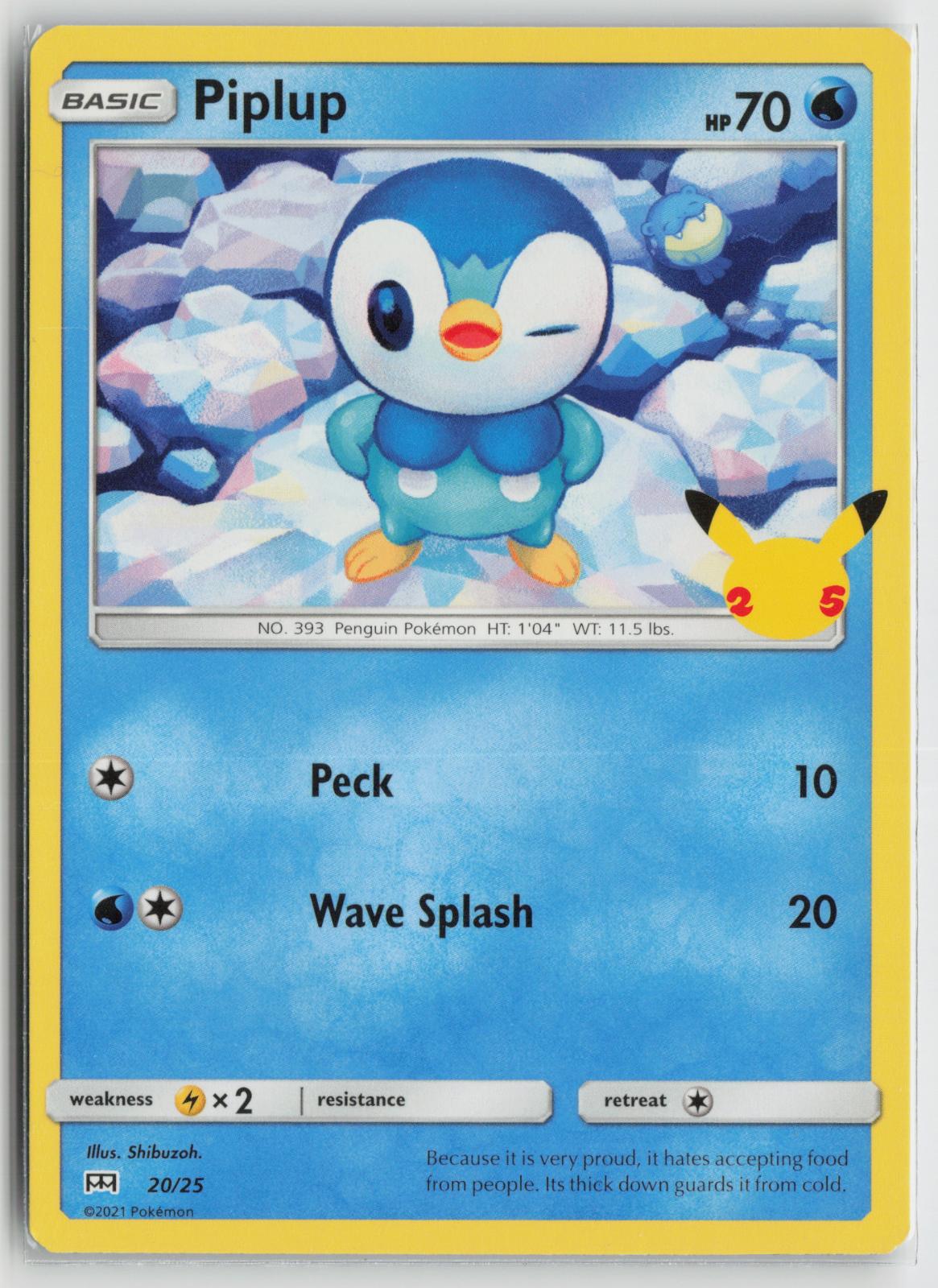 Piplup 020/025 Promo McDonald's 25th Anniversary Promos Pokemon NM