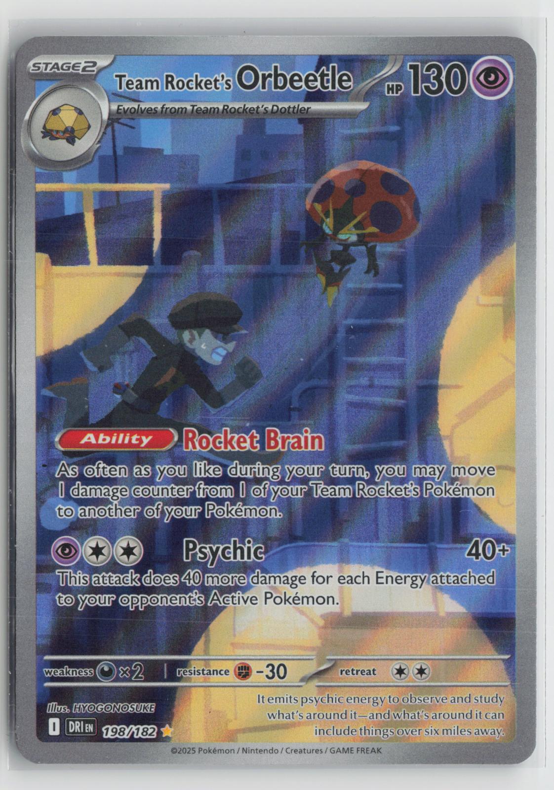 Team Rocket's Orbeetle 198/182 Destined Rivals NM Illustration Rare Holo Pokemon