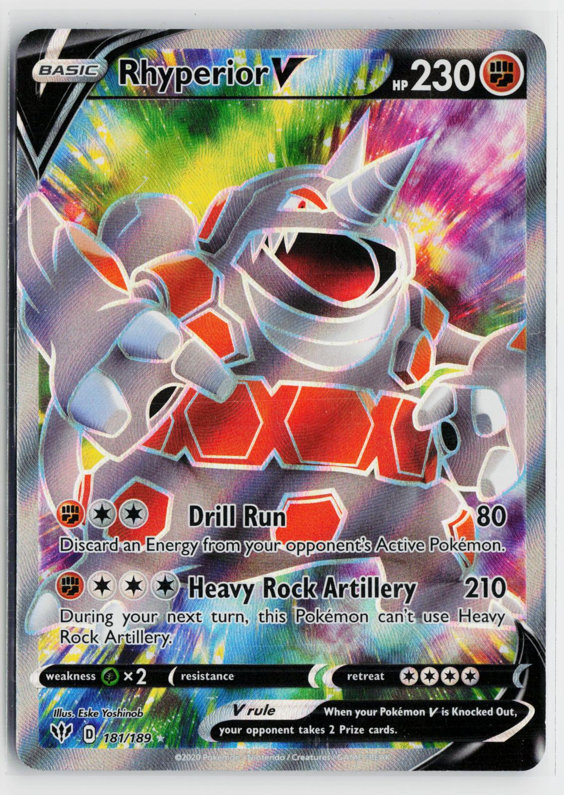 Rhyperior V 181/189 Darkness Ablaze NM Ultra Rare Holo Pokemon