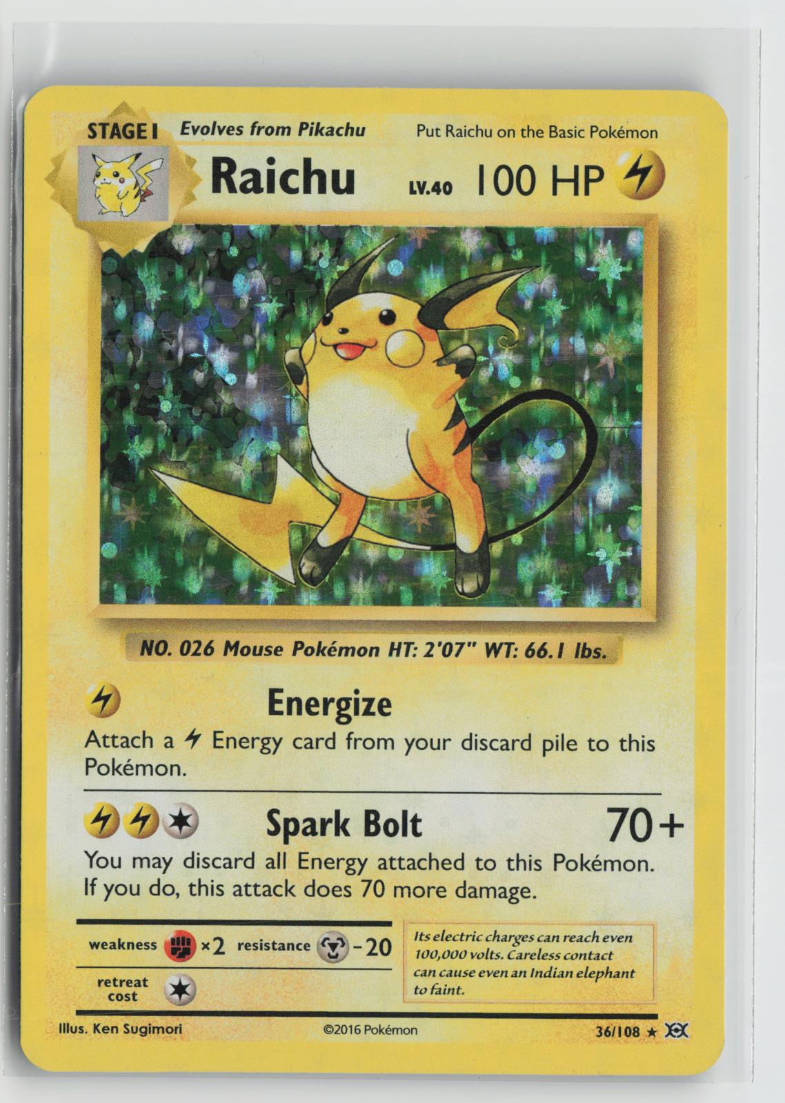 Raichu 36/108 Holo Rare Evolutions Pokemon NM