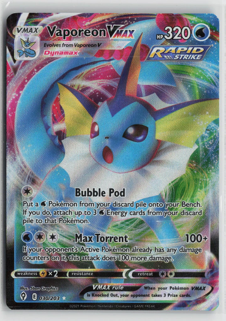 Vaporeon VMAX 030/203 Holo VMAX Rare Evolving Skies Pokemon NM0