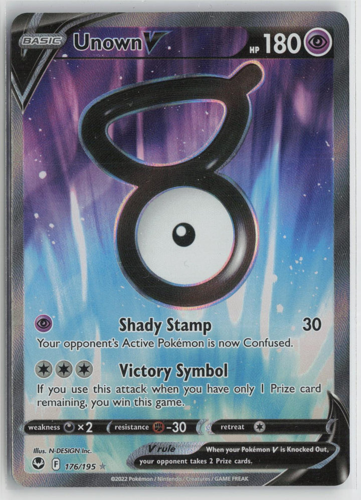Unown V 176/195 Ultra Rare Silver Tempest Pokemon Holo NM0
