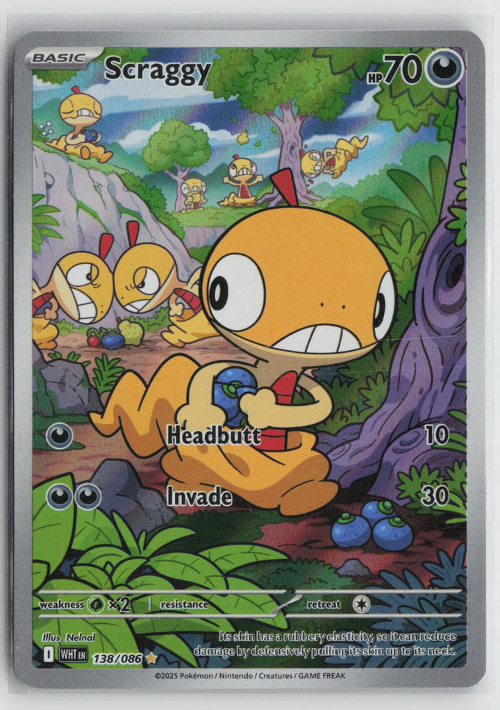 Scraggy 138/086 Holo Illustration Rare White Flare Pokemon NM0
