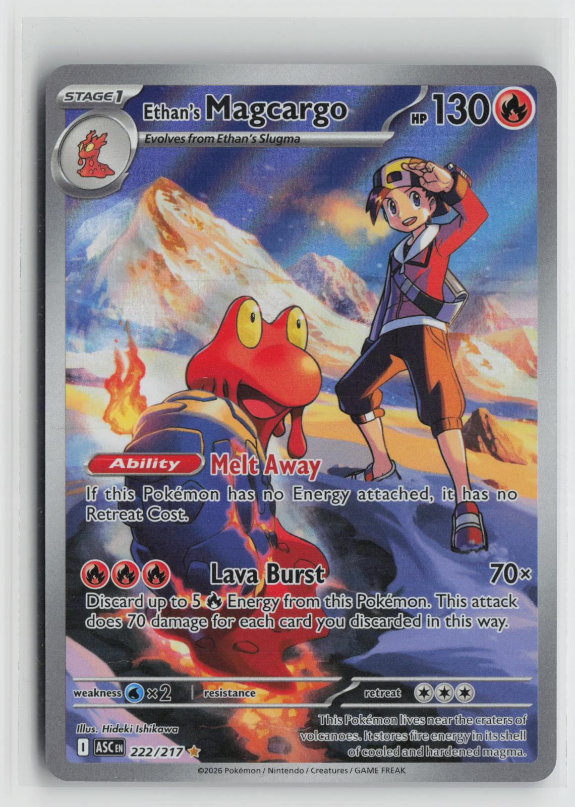 Ethan's Magcargo 222/217 Ascended Heroes NM Illustration Rare Holo Pokemon