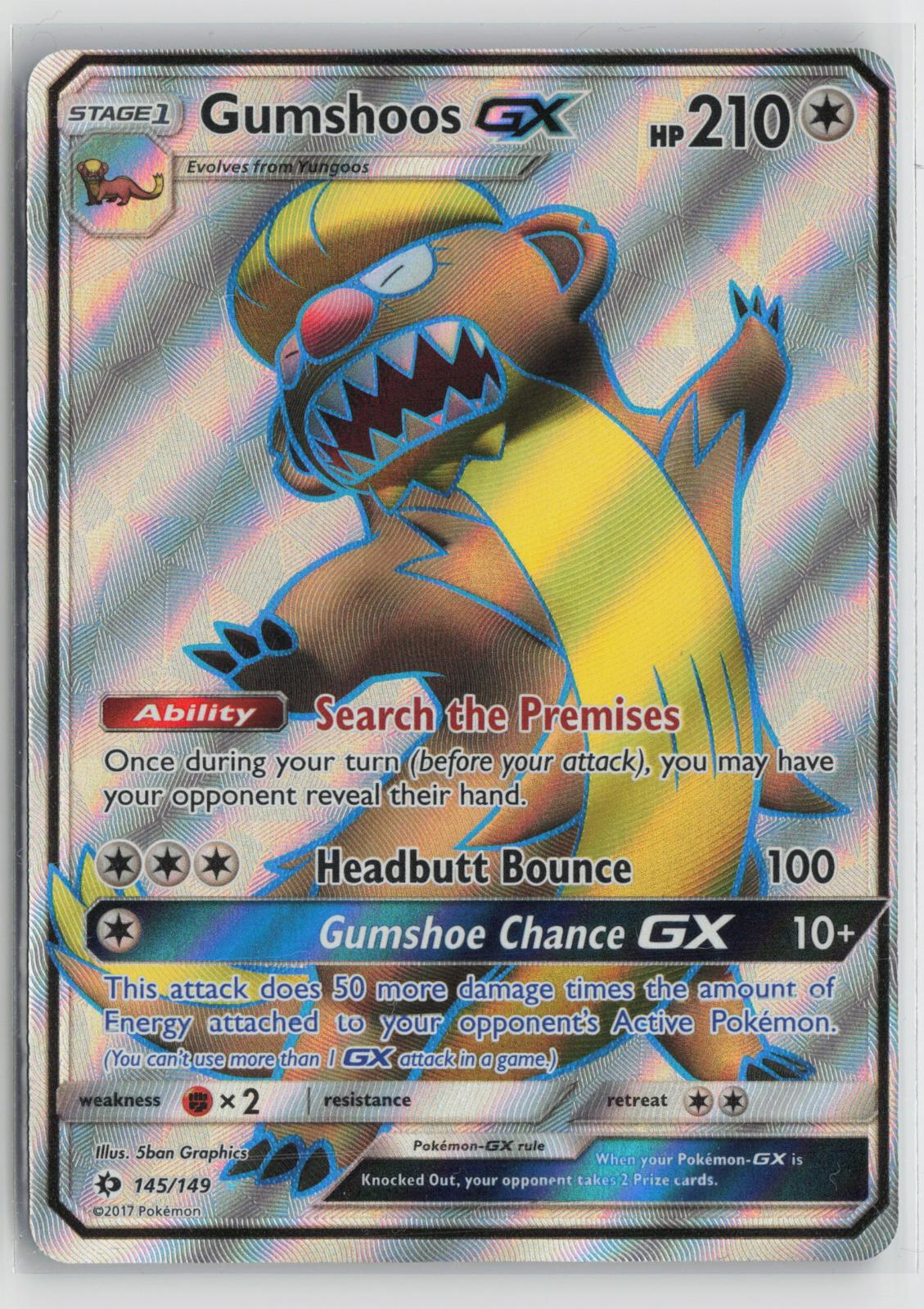 Gumshoos GX (Full Art) 145/149 Holo Ultra Rare SM Base Set Pokemon NM