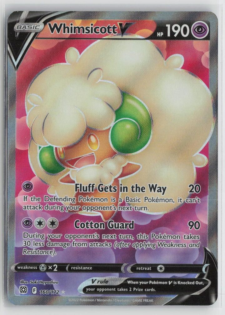 Whimsicott V 160/172 Ultra Rare Brilliant Stars Pokemon NM0