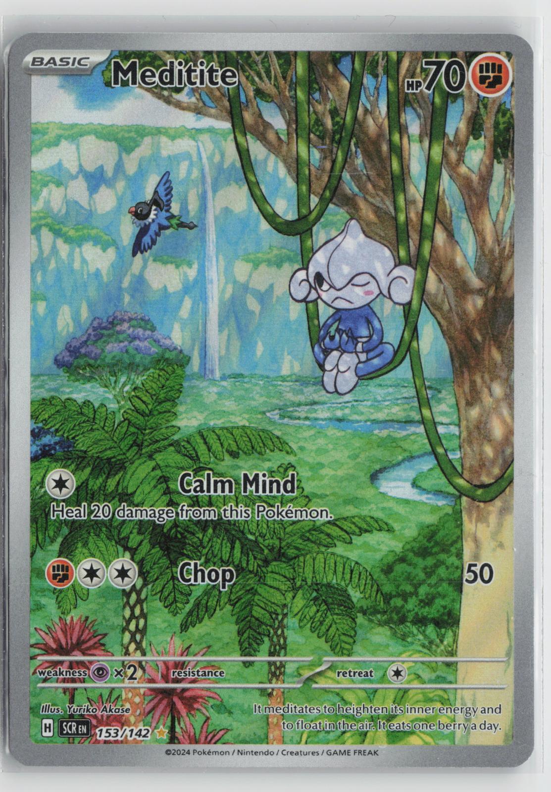 Meditite 153/142 Illustration Rare Stellar Crown Pokemon Holo NM