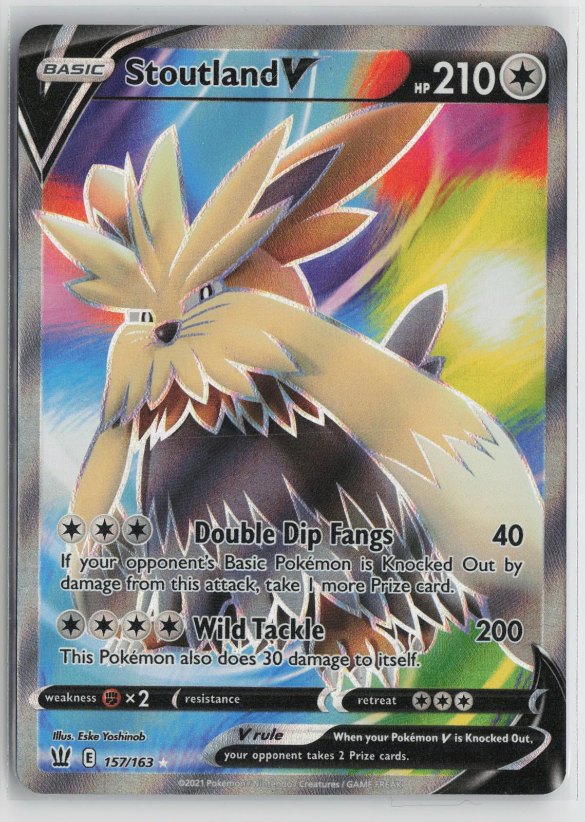 Stoutland V 157/163 Ultra Rare Battle Styles Pokemon Holo NM