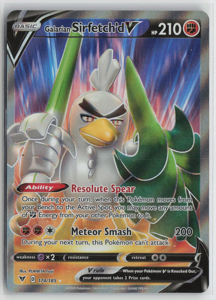 Galarian Sirfetch'd V 174/185 Ultra Rare Vivid Voltage Pokemon Holo NM0