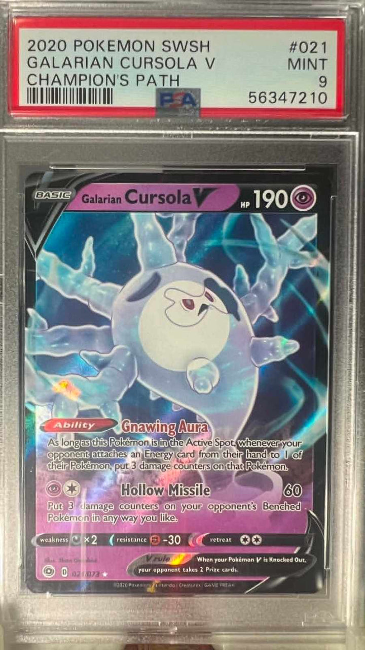 Galarian Cursola V 021/073 Champion's Path Pokemon PSA 90