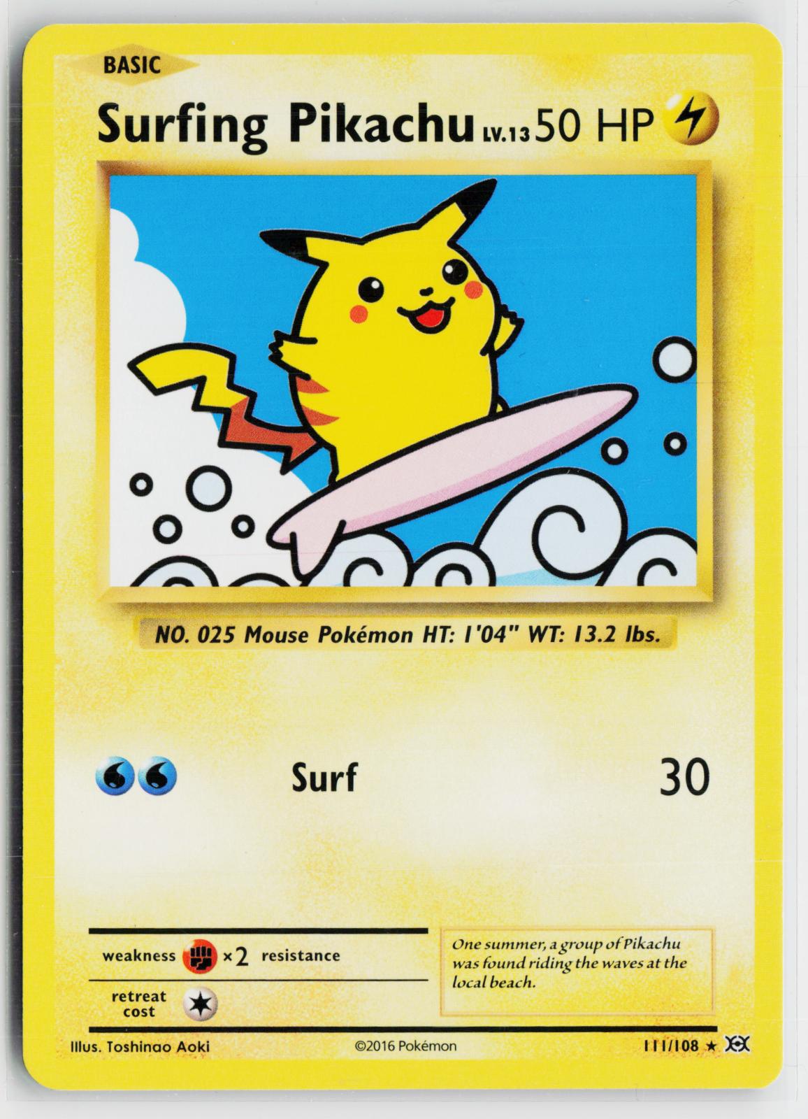 Surfing Pikachu 111/108 Evolutions NM SEC Pokemon