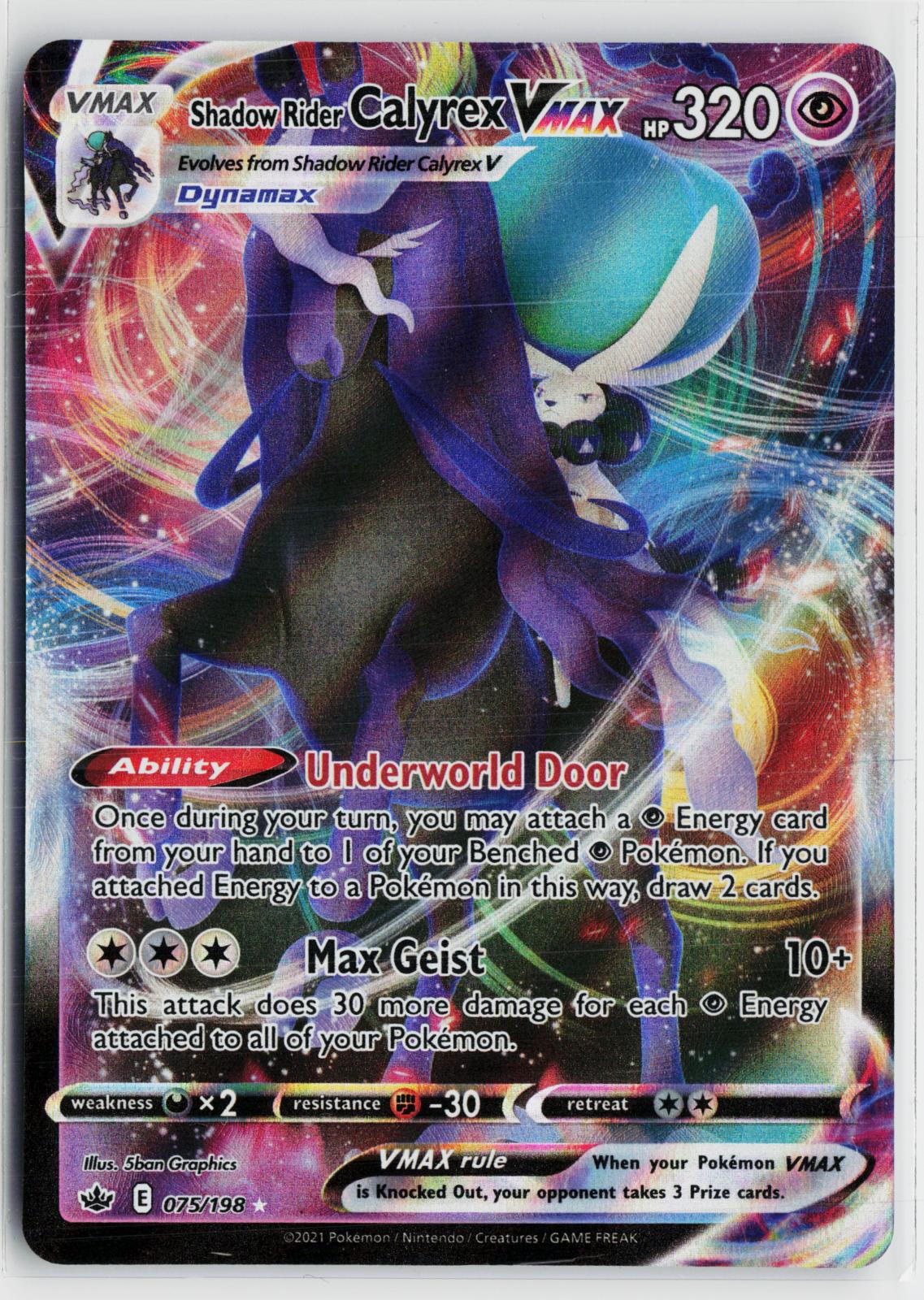 Shadow Rider Calyrex VMAX 075/198 Chilling Reign NM Holo VMAX Rare Pokemon
