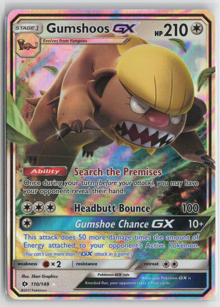 Gumshoos GX 110/149 Holo Ultra Rare SM Base Set Pokemon NM0