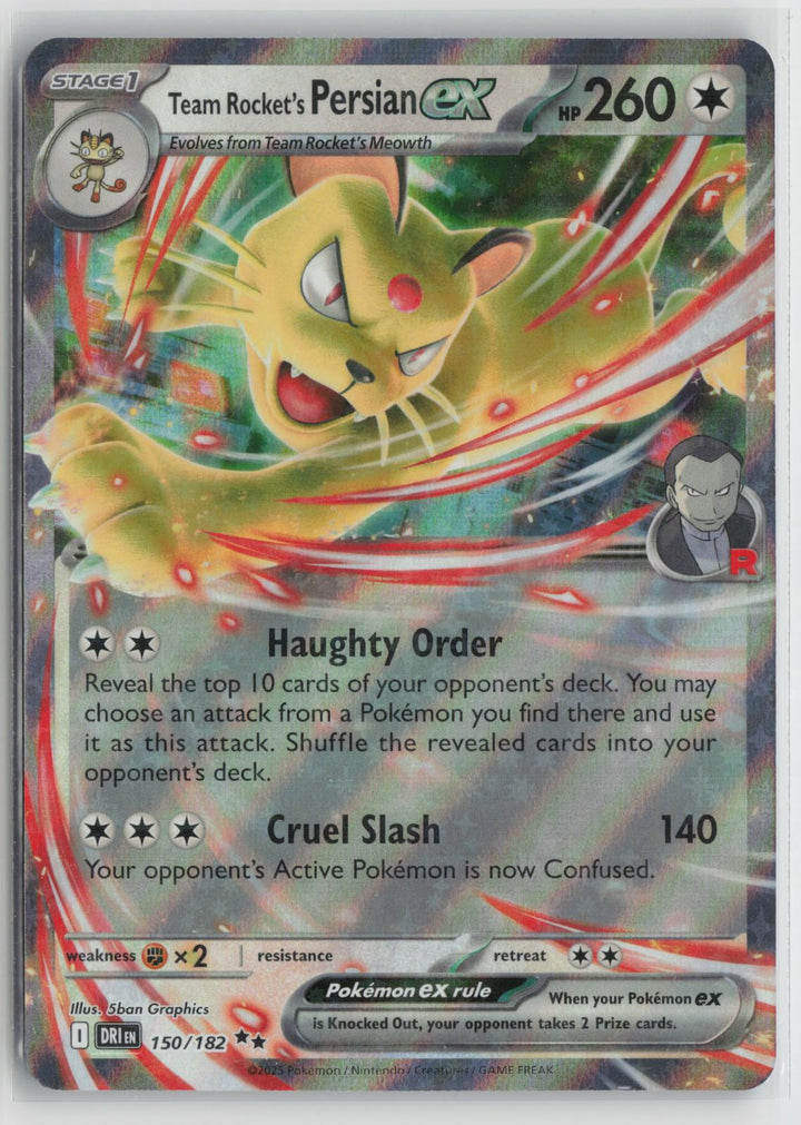 Team Rocket's Persian ex 150/182 Destined Rivals NM Double Rare Holo Pokemon0