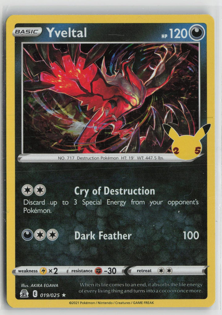 Yveltal 019/025 Rare Celebrations Pokemon Holo NM0