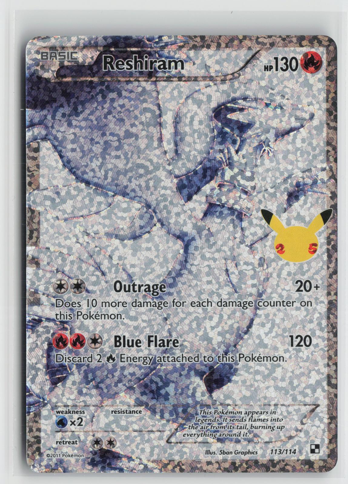 Reshiram 113/114 Celebrations: Classic Collection Pokemon Holo NM