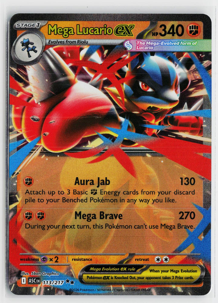 Mega Lucario ex 113/217 Ascended Heroes NM RR Holo Pokemon0