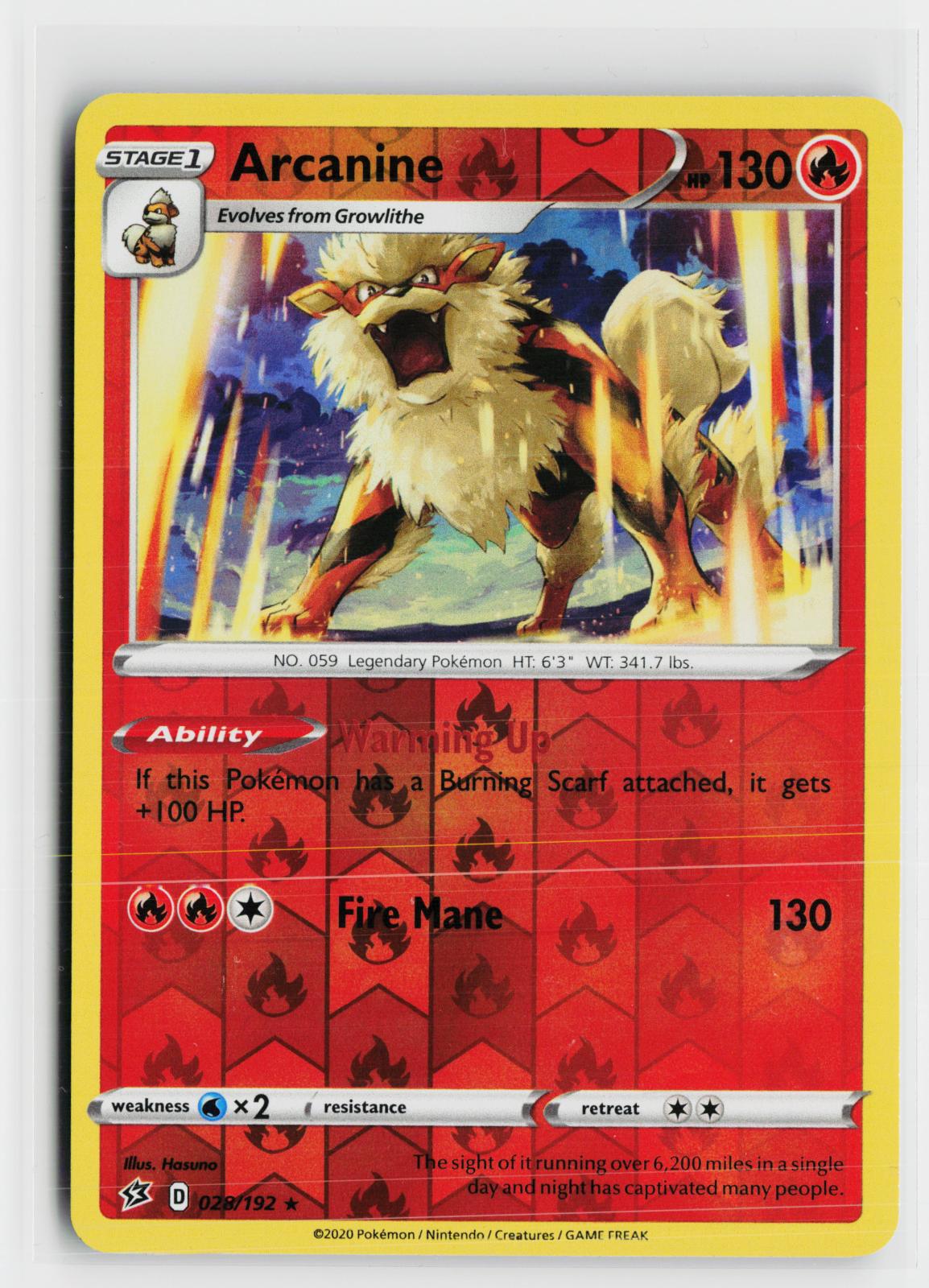 Arcanine 028/192 Rebel Clash NM R Pokemon