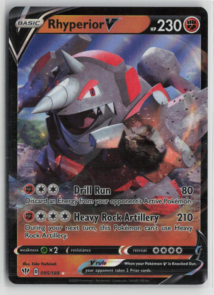 Rhyperior V 095/189 Holo V Rare Darkness Ablaze Pokemon NM0