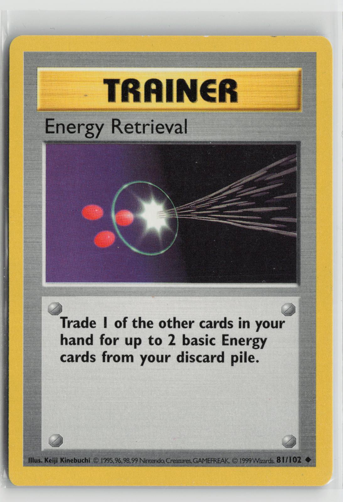 Energy Retrieval 81/102 Base Set Shadowless NM UC Unlimited Pokemon