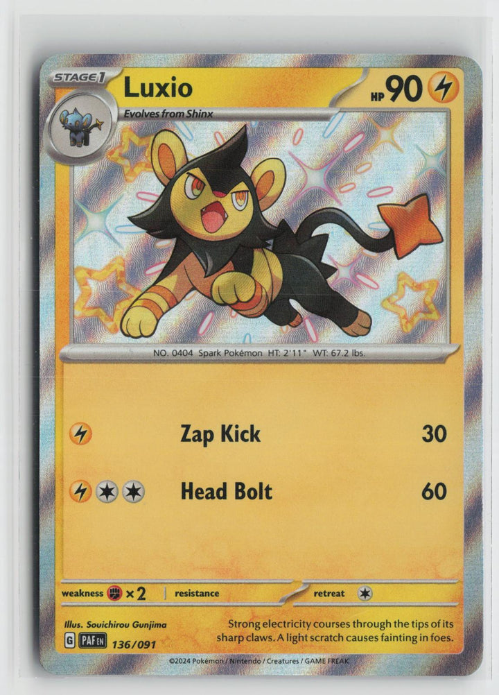 Luxio 136/091 Shiny Rare Paldean Fates Pokemon Holo NM0