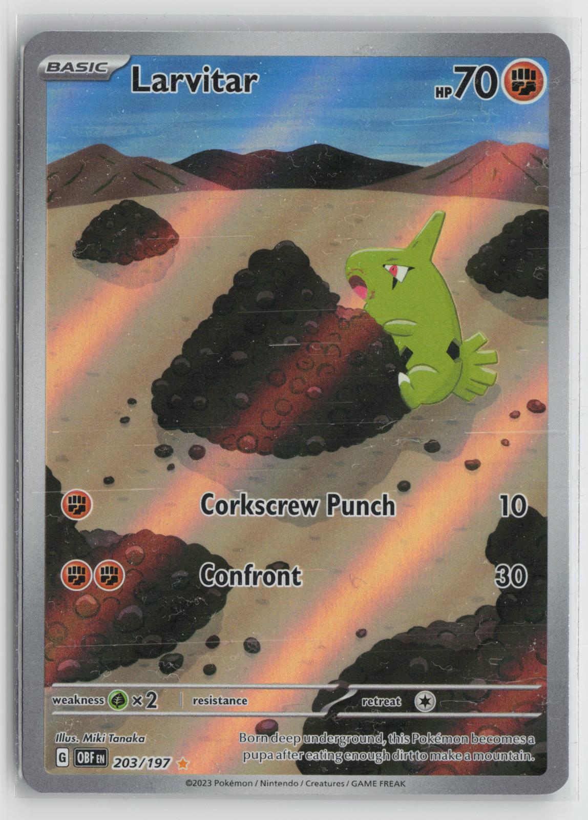 Larvitar 203/197 Illustration Rare Obsidian Flames Pokemon Holo NM