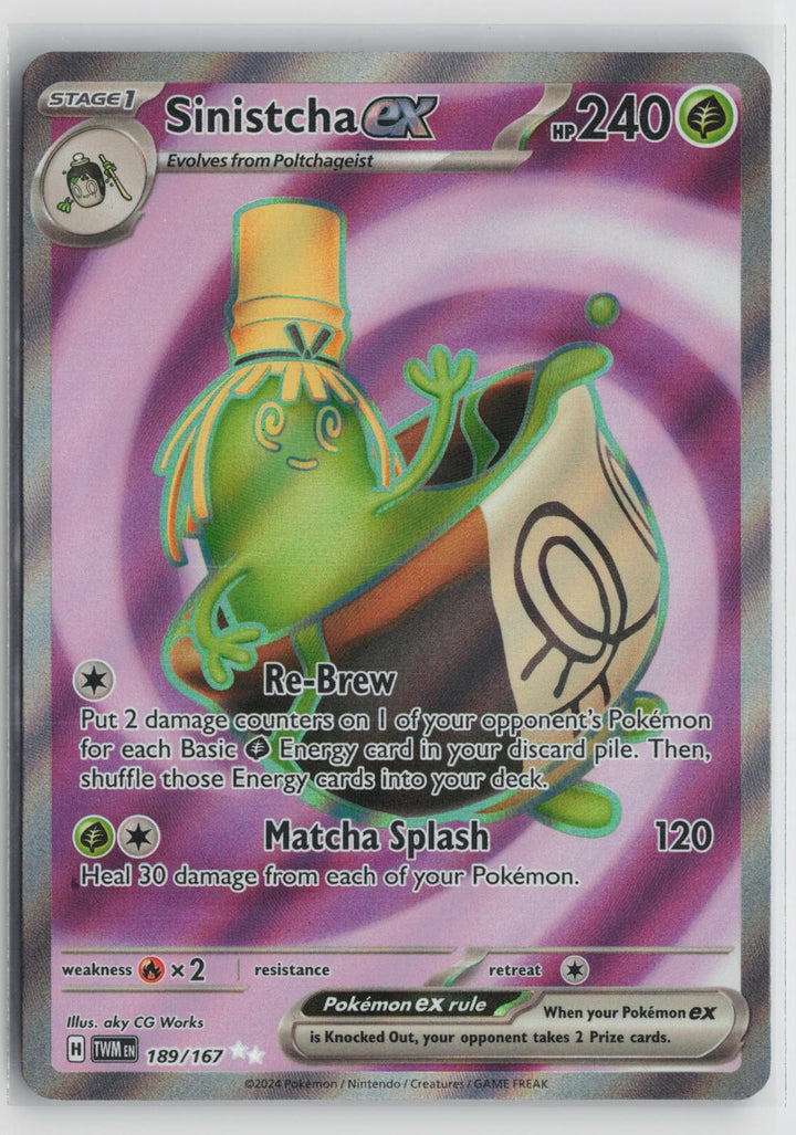Sinistcha ex 189/167 Ultra Rare Twilight Masquerade Pokemon NM0