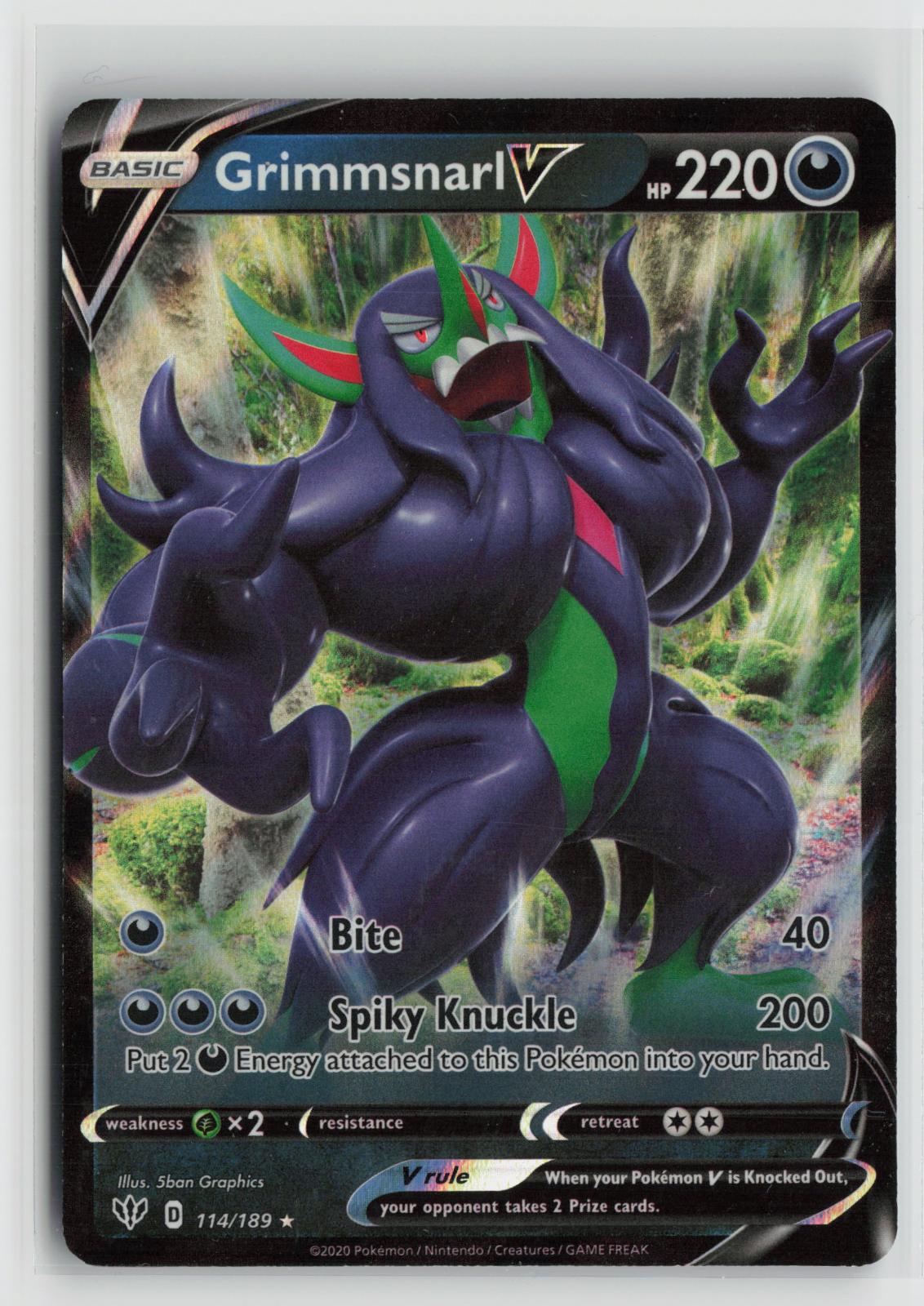 Grimmsnarl V 114/189 Darkness Ablaze NM Holo V Rare Pokemon