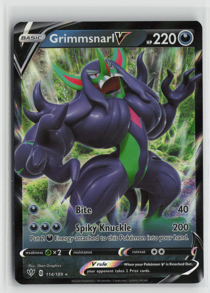 Grimmsnarl V 114/189 Darkness Ablaze NM Holo V Rare Pokemon0