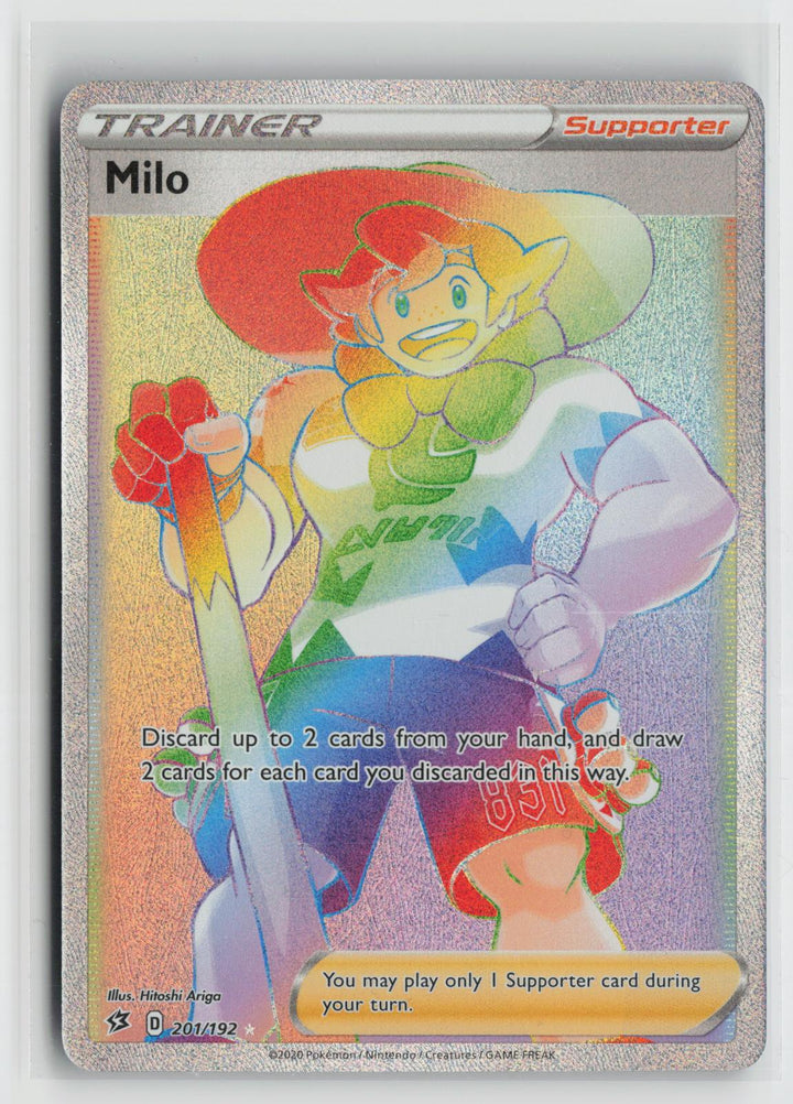 Milo 201/192 Rebel Clash NM Rainbow Rare Holo Pokemon0