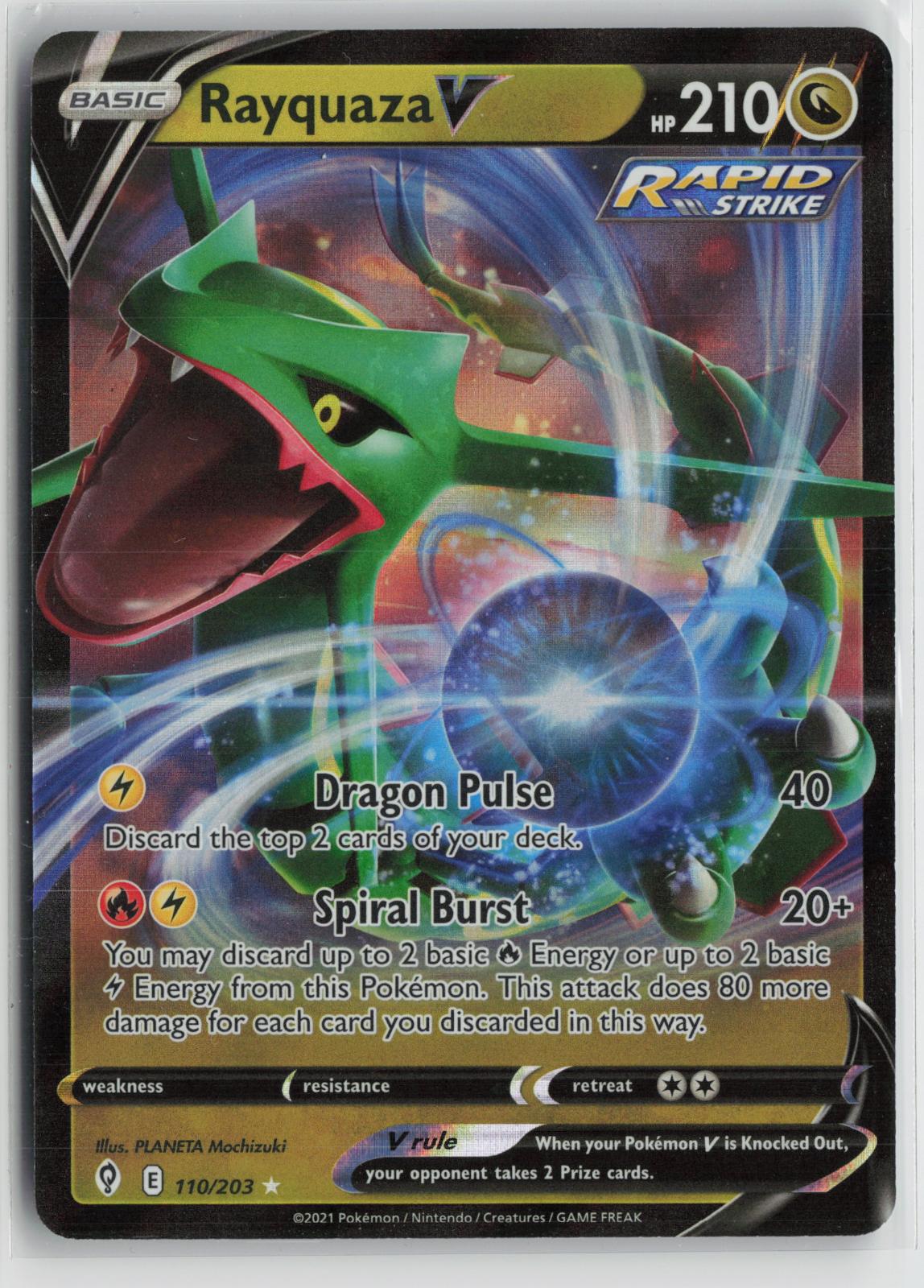Rayquaza V 110/203 Holo V Rare Evolving Skies Pokemon NM
